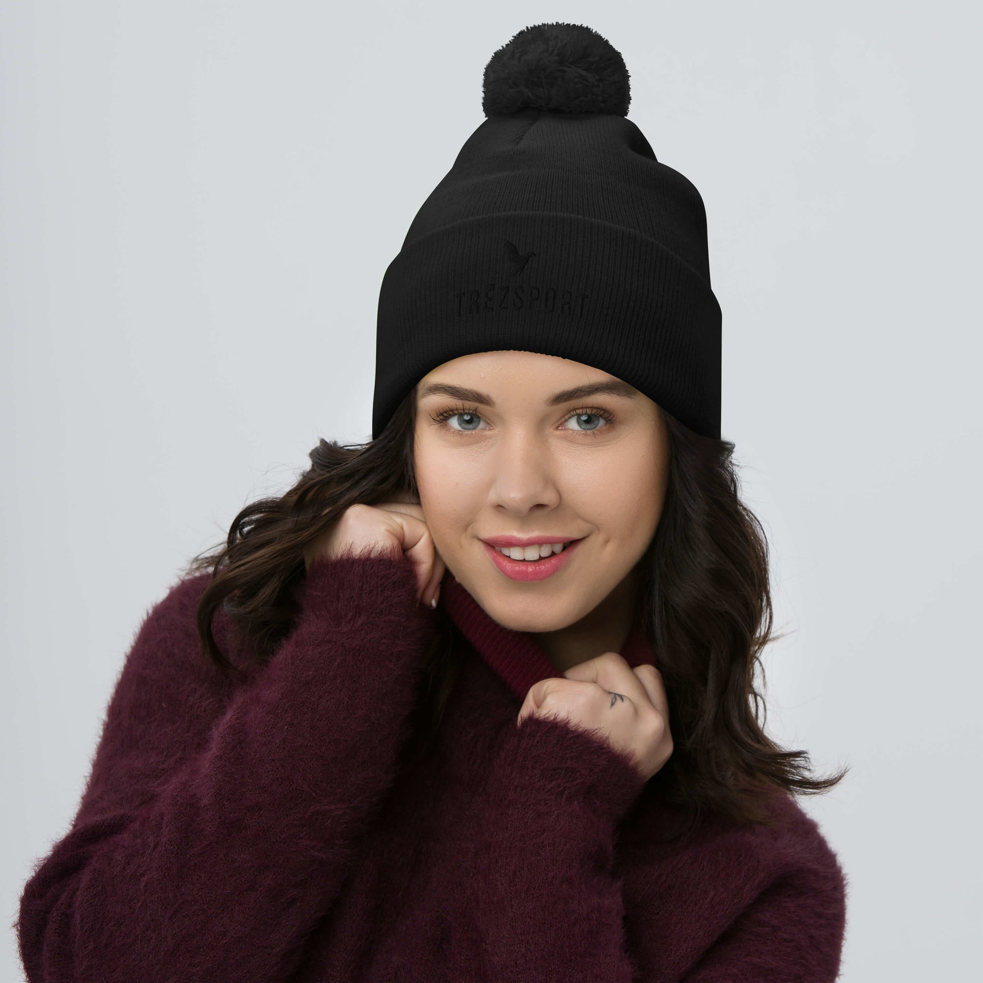 TRēZSPORT Limited Edition Pom-Pom Beanie - Signature Black Logo